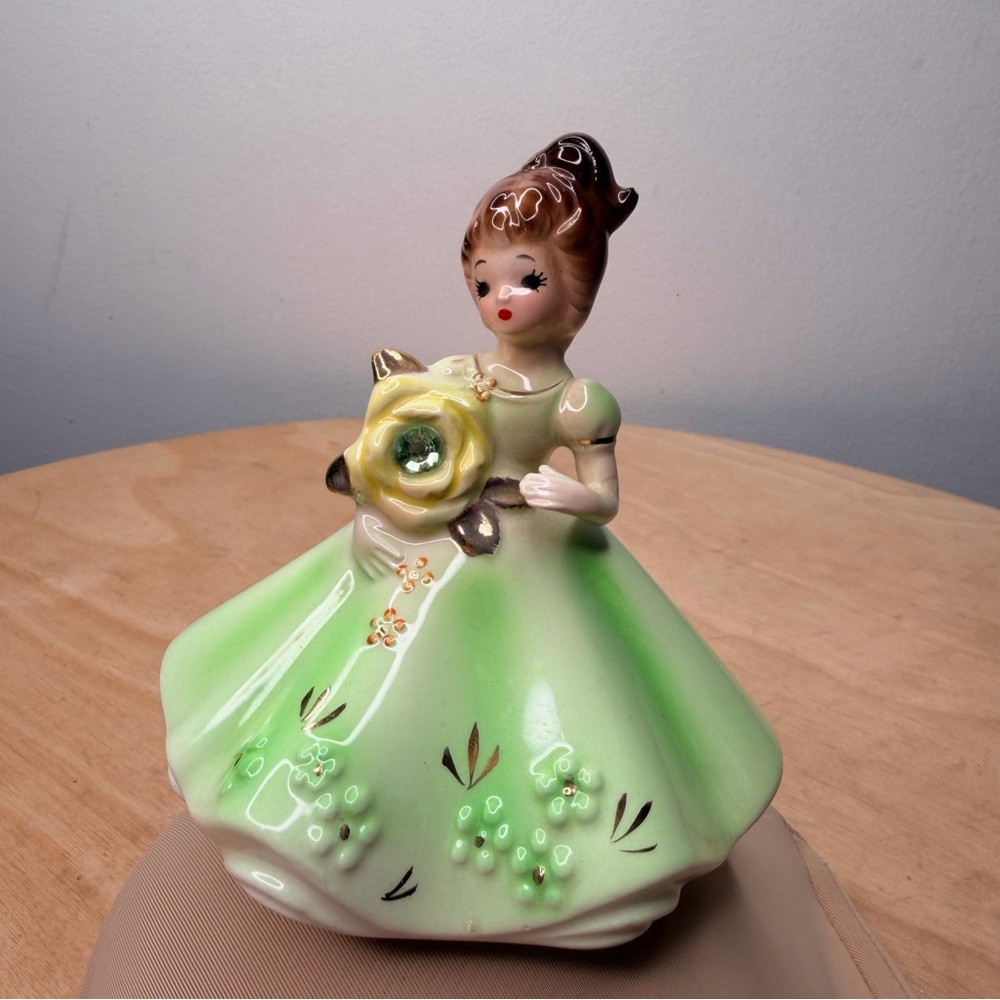 Vintage 1960's Josef Original August Birthday Girl Figurine with Peridot